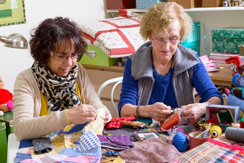 Women doing fibre crafts 