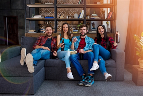 Students on a sofa